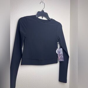 Kyodan Black Ribbed Long Sleeve Crop Top | Medium | NWT